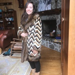 Mink coat with sable trim